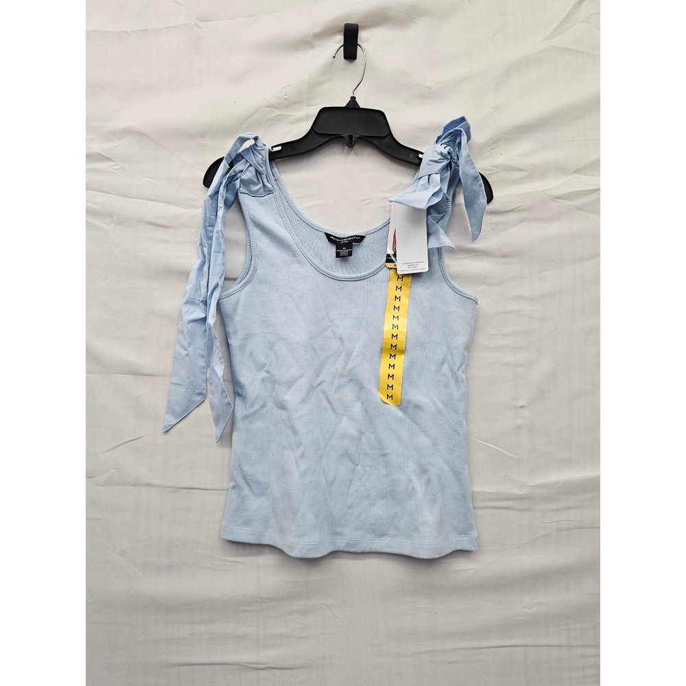 French Connection Womens Bow Tank Top Blue Cotton Blend Casual Size Medium